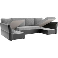 П-образный диван Лига диванов Гесен 29338 (рогожка/экокожа, серый/черный)