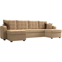 П-образный диван Craftmebel Ливерпуль П (бнп, вельвет, бежевый/коричневый)