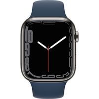 Умные часы Apple Watch Series 7 45 мм (сталь графитовый/синий омут спортивный)
