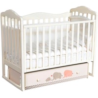 Классическая детская кроватка Кедр ByTwinz Milania Мэри розовый/серый (слоновая кость)