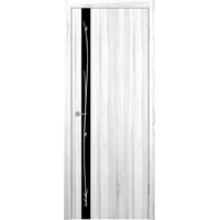 Межкомнатная дверь Юркас Stark ST12 ДО 60x200 (сонома светлый/lacobel черный с рис.)