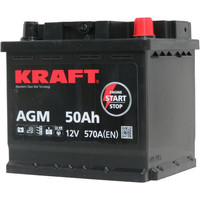 Автомобильный аккумулятор KRAFT AGM 50 R+