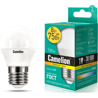 Светодиодная лампочка Camelion LED8-G45/830/E27 12392