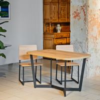 Кухонный стол Millwood Лофт Мюнхен Л 130x80x75 (дуб золотой Craft шпон-металл черный)