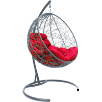Подвесное кресло M-Group Круг 11050306 (серый ротанг/красная подушка)