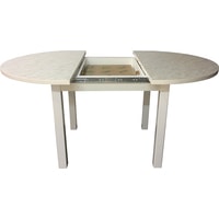 Кухонный стол Solt Круглый раздвижной (мрамор белый/ноги квадратные белые)