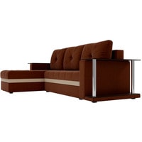 Угловой диван Craftmebel Атланта М угловой 2 стола (нпб, левый, коричневая рогожка)