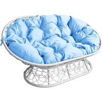 Садовый диван M-Group Мамасан 12110103 (белый ротанг/голубая подушка)