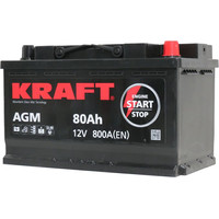 Автомобильный аккумулятор KRAFT AGM 80 R+