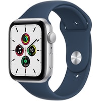 Умные часы Apple Watch SE 44 мм (алюминий серебристый/синий омут спортивный) в Пинске