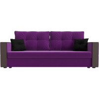 Диван Лига диванов Валенсия Лайт (микровельвет, фиолетовый/подушки фиолетовый/черный)