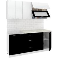 Готовая кухня Кортекс-мебель Корнелия Мара 1.8м (белый/черный/мадрид)