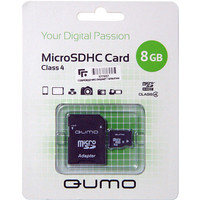 Карта памяти QUMO microSDHC (Class 4) 8GB + адаптер (QM8GMICSDHC4)