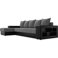 Угловой диван Лига диванов Дубай 105805 (левый, велюр/экокожа, серый/черный)