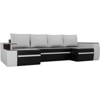 П-образный диван Лига диванов Майами 103067 (экокожа, черный/белый)