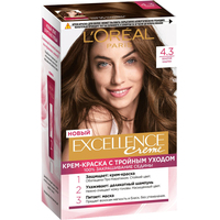 Крем-краска для волос L'Oreal Excellence 4.3 золотой каштан