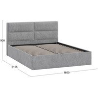 Кровать Трия Глосс универсальный тип 1 160x200 (микровелюр Wellmart Silver)