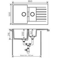 Кухонная мойка Tolero Loft TL-860 (серый металлик)