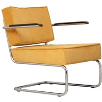Интерьерное кресло Zuiver Ridge Rib с банкеткой и подлокотником (желтый/хром) в Лиде