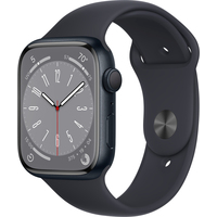 Умные часы Apple Watch Series 8 45 мм (алюминиевый корпус, полуночный/полуночный, спортивные силиконовые ремешки S/M + M/L)