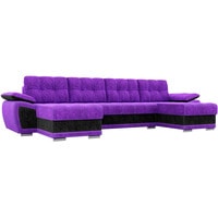 П-образный диван Лига диванов Нэстор 31533 (велюр, фиолетовый/черный)
