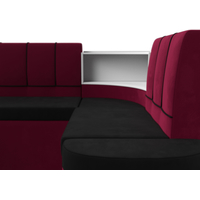 Угловой диван Лига диванов Тефида 114218 (микровельвет, черный/бордовый)