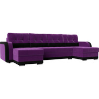 П-образный диван Лига диванов Марсель 29549 (микровельвет, фиолетовый/черный)