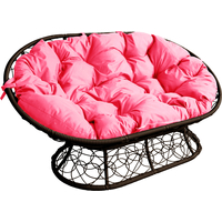 Садовый диван M-Group Мамасан 12110208 (коричневый ротанг/розовая подушка)