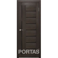 Межкомнатная дверь Portas S29 80x200 (орех шоколад, стекло lacobel черный лак)