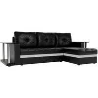 Угловой диван Craftmebel Атланта М угловой 2 стола (боннель, правый, черная экокожа)