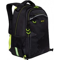 Школьный рюкзак Grizzly RB-056-1/1 (черный/светло-зеленый)