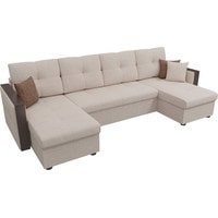 П-образный диван Лига диванов Валенсия 31447 (рогожка, бежевый)