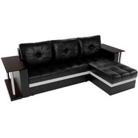 Угловой диван Craftmebel Атланта М угловой 2 стола (нпб, правый, черная экокожа)