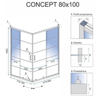 Душевой уголок Rea Concept 100x80 (черный/прозрачное стекло)