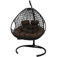 Подвесное кресло M-Group Для двоих Люкс 11510405 (черный ротанг/коричневая подушка)