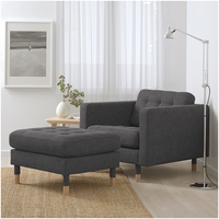 Интерьерное кресло Ikea Ландскруна 192.691.59 (гуннаред темно-серый/дерево)