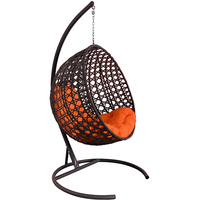Подвесное кресло M-Group Круг Люкс 11060207 (коричневый ротанг/оранжевая подушка)