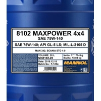 Трансмиссионное масло Mannol Maxpower 4x4 75W-140 20л
