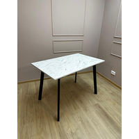 Кухонный стол Древпром М136 Турин ДП1-03-06 110-140x68 (мрамор белый/черный матовый)
