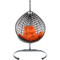 Подвесное кресло M-Group Капля Люкс 11030307 (серый ротанг/оранжевая подушка)
