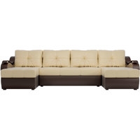 П-образный диван Лига диванов Меркурий 100339 (бежевый/коричневый)