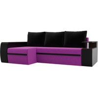 Угловой диван Лига диванов Майами 103029 (левый, микровельвет/экокожа, фиолетовый/черный)