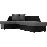 Угловой диван Лига диванов Андора 102671 (левый, рогожка/экокожа, серый/черный)