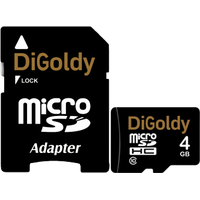 Карта памяти DiGoldy microSDHC (Class 10) 4GB + адаптер [DG004GCSDHC10-AD]