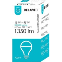 Светодиодная лампочка Belsvet LED-M A65 E27 15 Вт 4000 К
