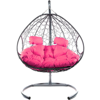 Подвесное кресло M-Group Для двоих 11450308 (серый ротанг/розовая подушка)