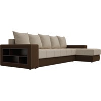Угловой диван Лига диванов Дубай 105798 (правый, микровельвет, бежевый/коричневый)