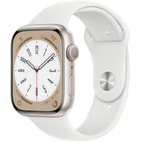 Умные часы Apple Watch Series 8 45 мм (алюминиевый корпус, звездный свет/белый, спортивный силиконовый ремешок S/M)