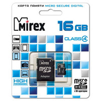 Карта памяти Mirex microSDHC (Class 4) 16GB (13613-ADTMSD16)