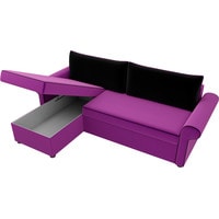 Угловой диван Лига диванов Милфорд 29065 (левый, микровельвет, фиолетовый/черный)